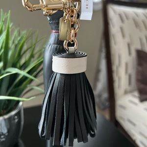 NWT-Coach Leather Tassel Keychain or Purse Accessory Charm with Gold Hardware.